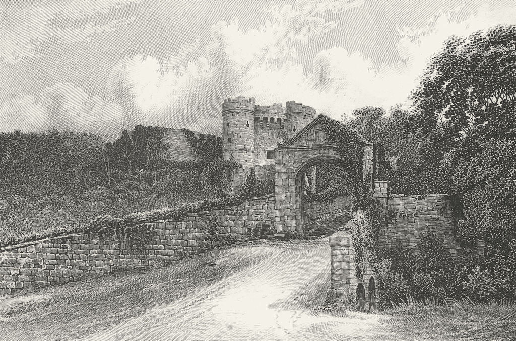 CARISBROOKE CASTLE. IOW. Barbner sepia 1895 old antique vintage print picture